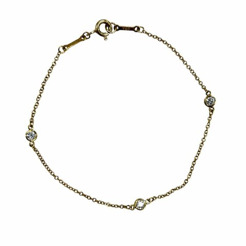 TIFFANY & CO. 蒂芙尼 BY THE YARD 3P BRACELET 18K 手鍊 YG 黃K金 鑽石鑲嵌