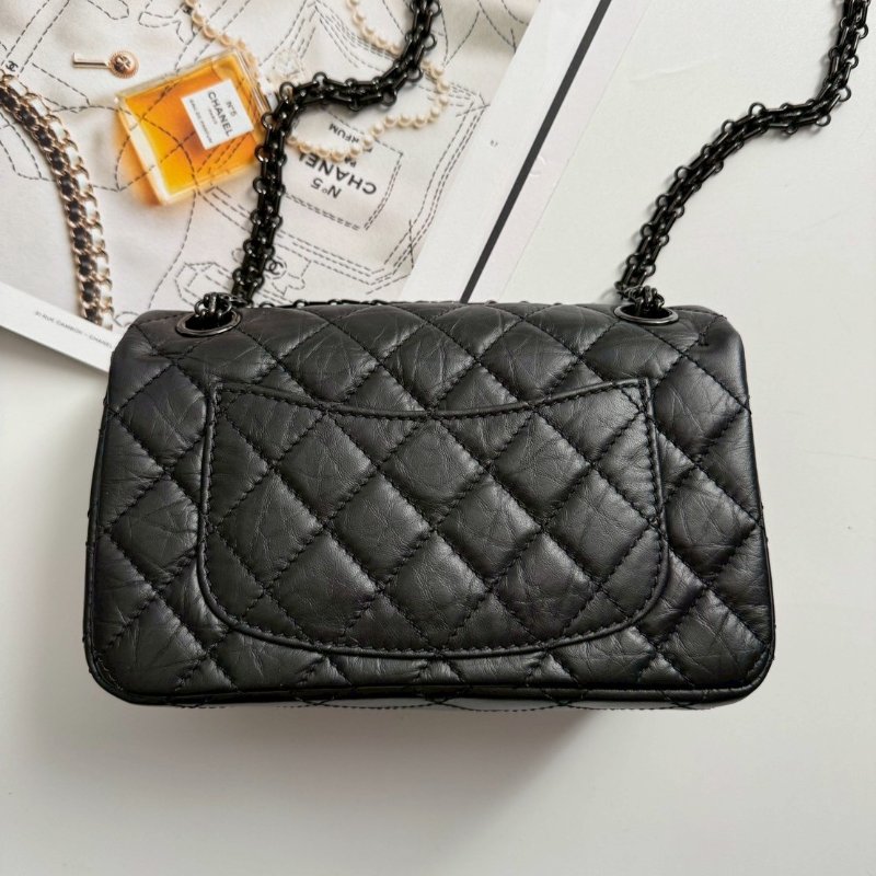 ✨#全網最低 超級無敵百搭 Chanel 黑色鞣製牛皮2.55鏈包-1
