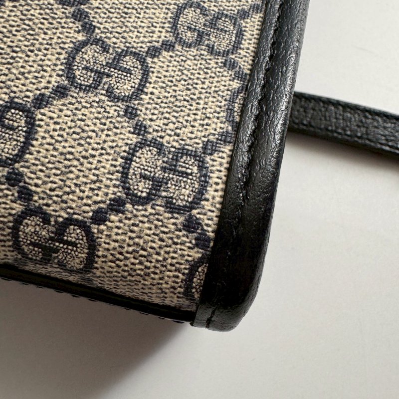 🎉95成新 GUCCI 深藍色拼經典老花琴譜包 斜背包-3