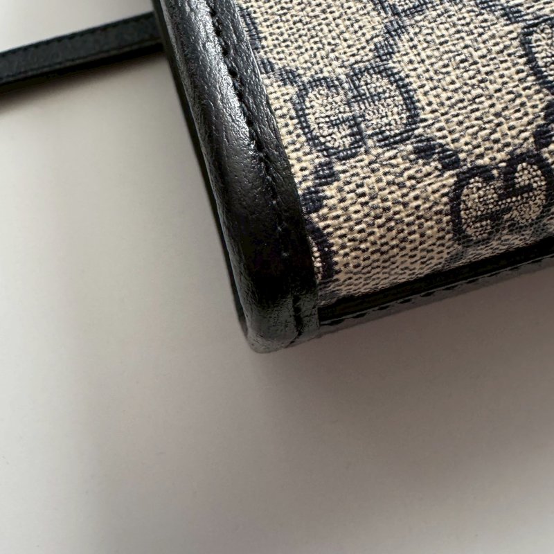 🎉95成新 GUCCI 深藍色拼經典老花琴譜包 斜背包-5