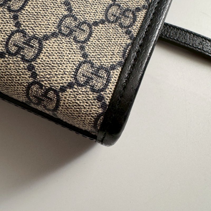 🎉95成新 GUCCI 深藍色拼經典老花琴譜包 斜背包-6