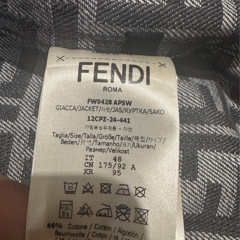 FENDI黑灰色滿版logo牛仔外套-3