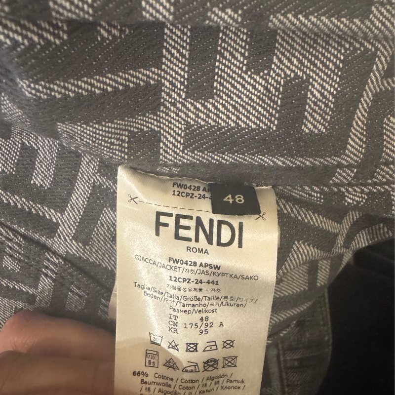 FENDI黑灰色滿版logo牛仔外套-5