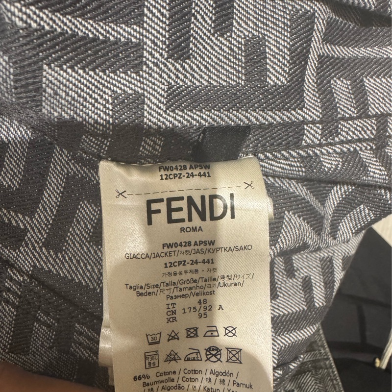 FENDI黑灰色滿版logo牛仔外套-12