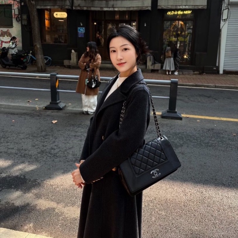 Chanel 黑金牛皮琺瑯扣雙C雙蓋 口蓋包 29*17*7.5 99新配件塵袋保卡-0