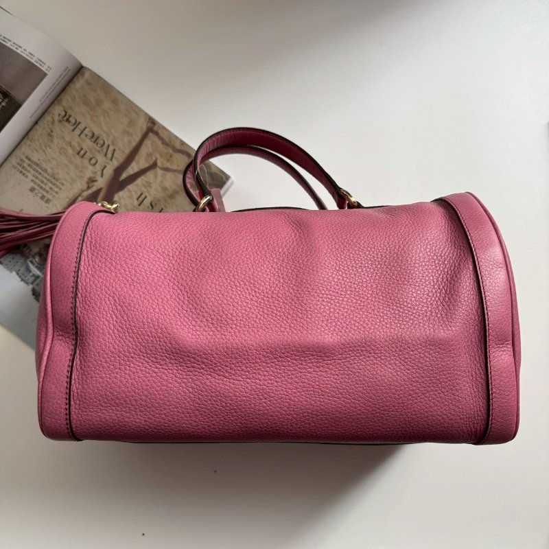 🎉#全往最低 絕版旅行袋 GUCCI 柔粉色大雙G波士頓包-0