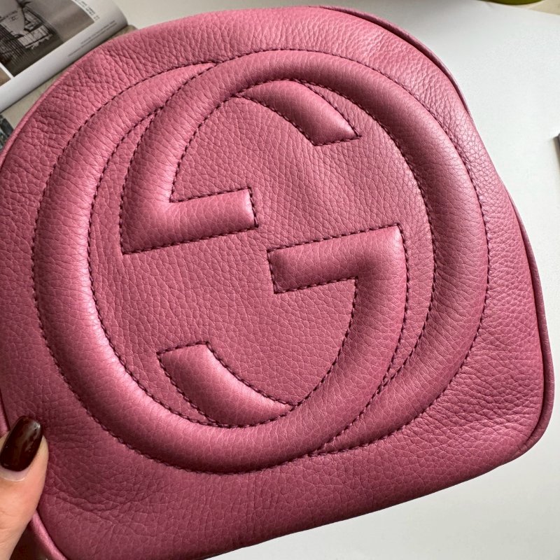 🎉#全往最低 絕版旅行袋 GUCCI 柔粉色大雙G波士頓包-1