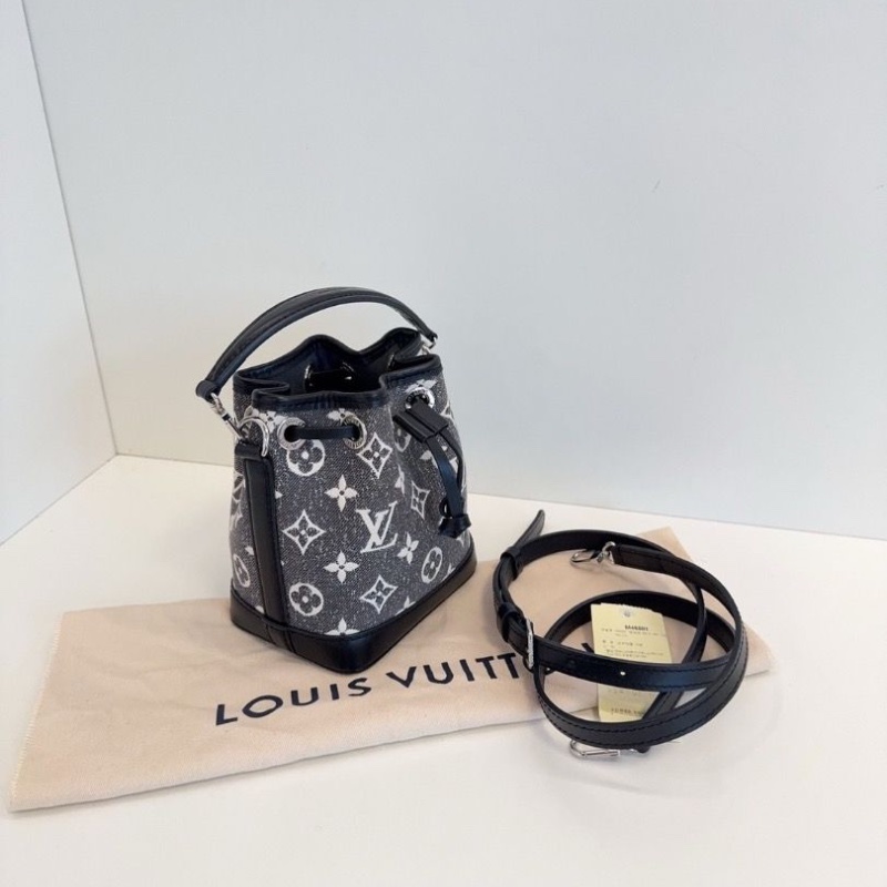 LV 黑丹寧老花nano noe抽繩小水桶 芯片款13*15 99新配件塵袋-4
