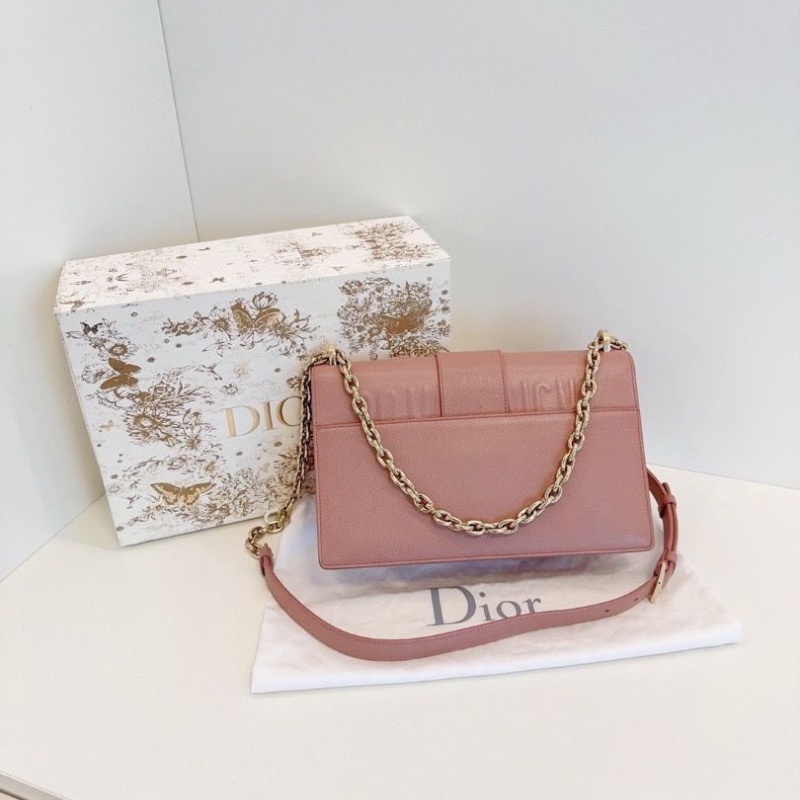 Dior montaigne法棍鏈條包 中號 木偶粉十字紋牛皮 CD金扣25*16*8 98新配件塵袋-2