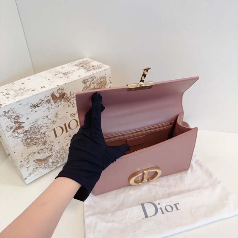 Dior montaigne法棍鏈條包 中號 木偶粉十字紋牛皮 CD金扣25*16*8 98新配件塵袋-5