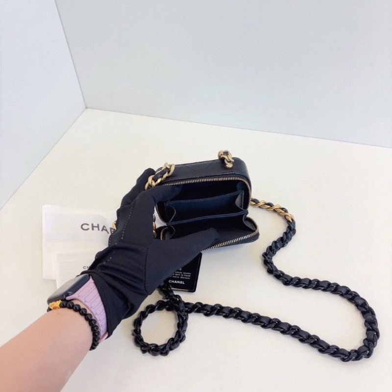 Chanel 黑金相機📷鴛鴦粗鏈條 迷你小盒子鏈條包 11*7*4.5 cm 98新配件塵袋保卡購證-5