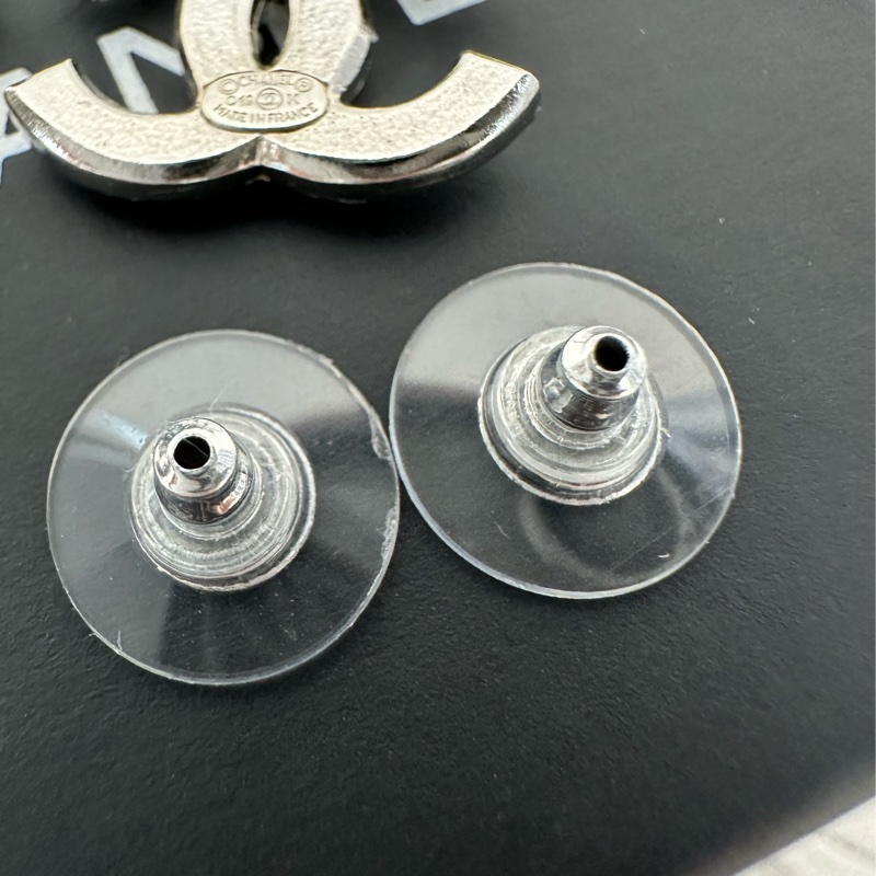 Chanel 水鑽珍珠LOGO針式耳環-4