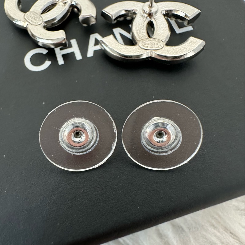 Chanel 水鑽珍珠LOGO針式耳環-5