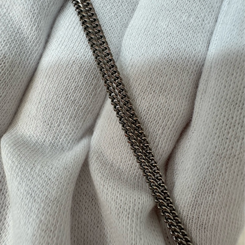 Chanel 銀色雙C水鑽項鍊-5