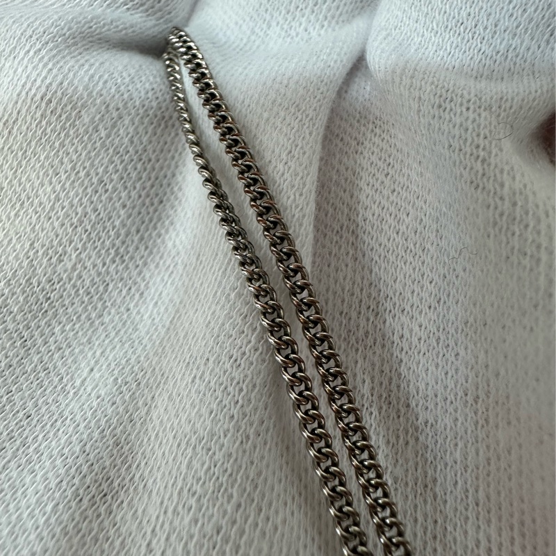 Chanel 銀色雙C水鑽項鍊-6