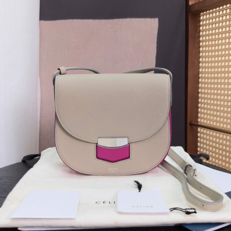 CELINE Trotteur拼色馬鞍包19*17*5 98新配件塵袋吊牌-1