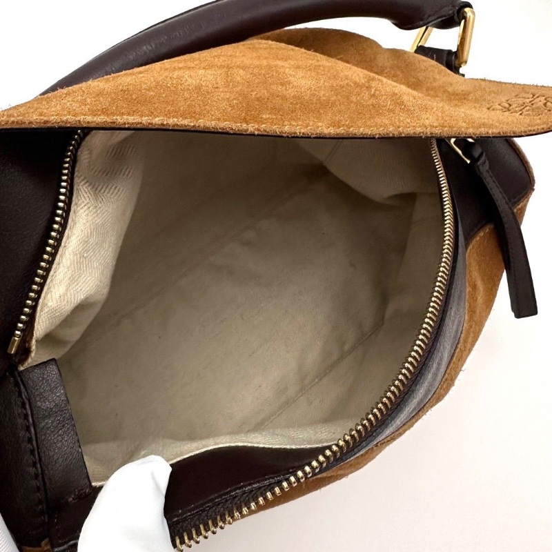 LOEWE Puzzle乾邑色麂皮手提肩背斜背包28*18*12 98新配件塵袋-6