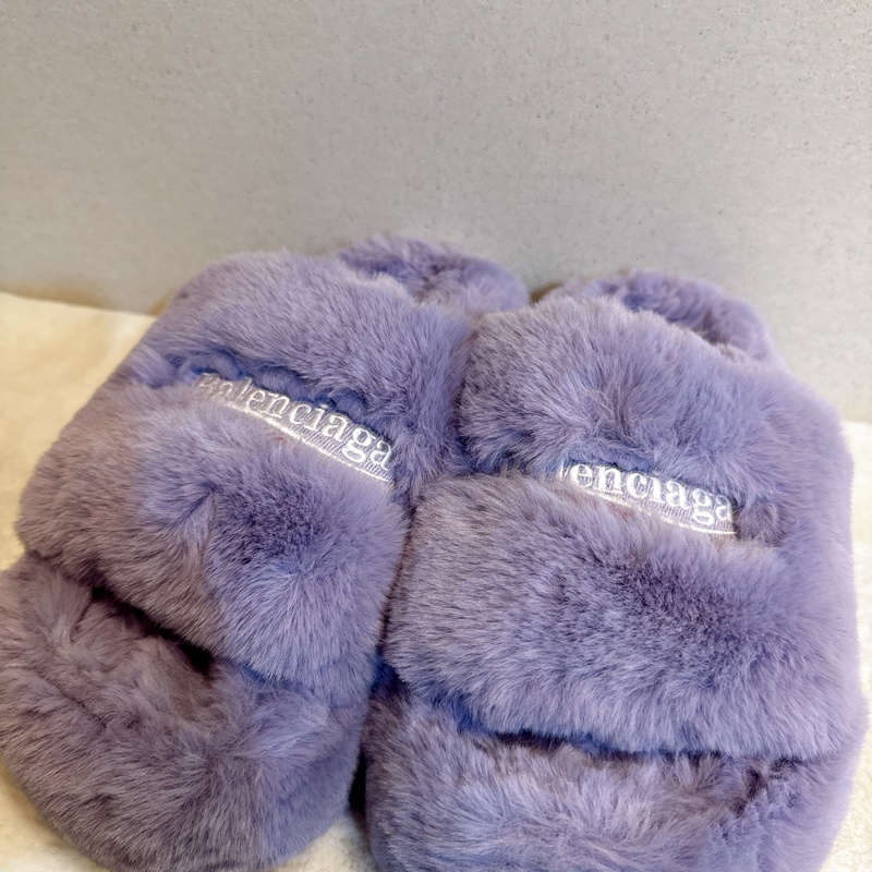 Balenciaga✨762826 毛毛拖鞋厚底拖鞋 #39-1