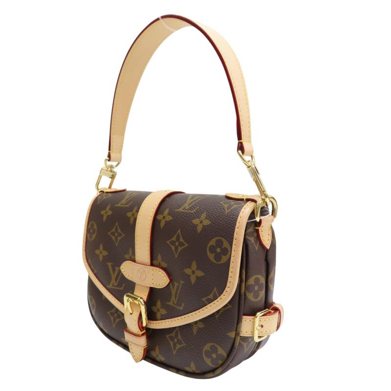 棕色 原花帆布 Saumur BB 兩用包【LOUIS VUITTON LV 路易威登】 M46740-2