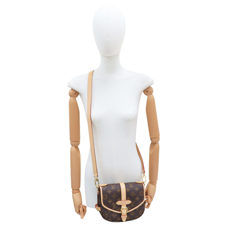 棕色 原花帆布 Saumur BB 兩用包【LOUIS VUITTON LV 路易威登】 M46740-7