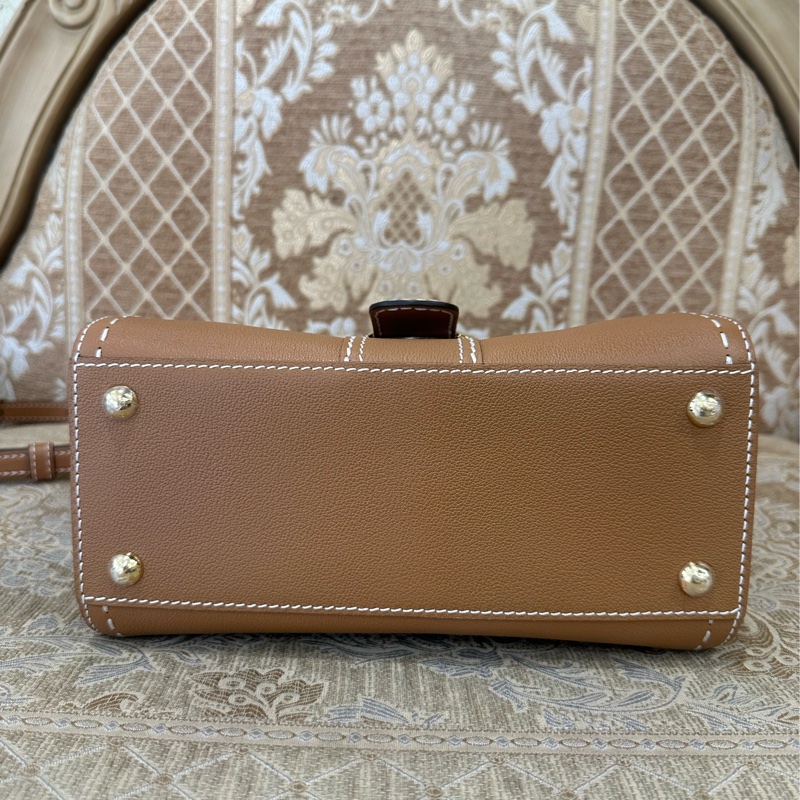 Delvaux 焦糖色牛皮金釦外縫線Brillant PM手提斜背包AA0569ADW0ADNDO-4