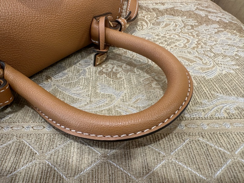 Delvaux 焦糖色牛皮金釦外縫線Brillant PM手提斜背包AA0569ADW0ADNDO-7