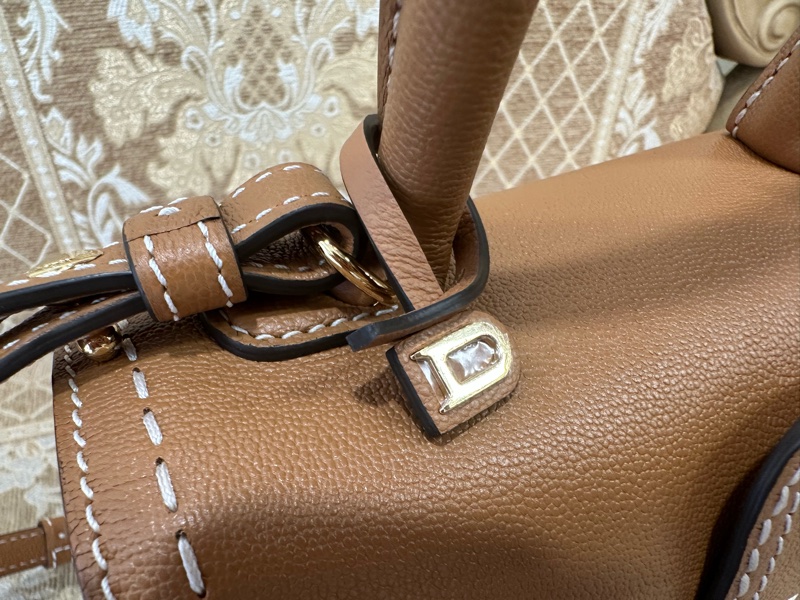 Delvaux 焦糖色牛皮金釦外縫線Brillant PM手提斜背包AA0569ADW0ADNDO-11