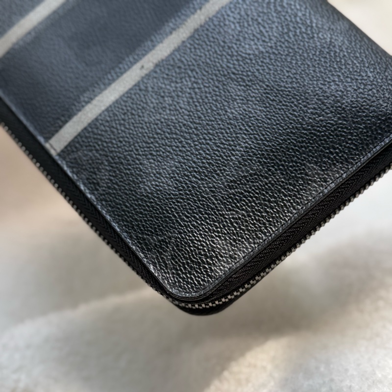 （日本購證🇯🇵全配）Lv fragment 藤原浩黑色老花拉鏈長夾-7