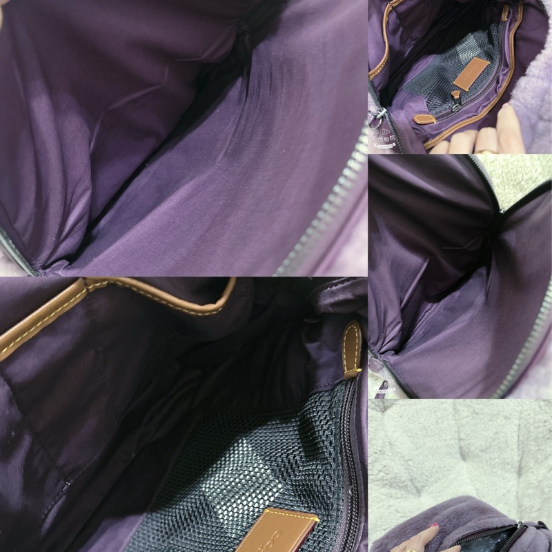 全新 coach紫色毛絨後背包-5
