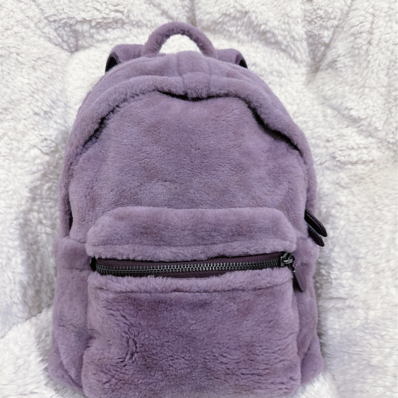 全新 coach紫色毛絨後背包-25