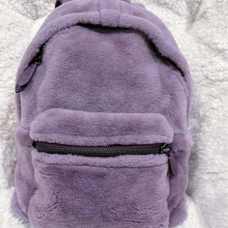 全新 coach紫色毛絨後背包-32