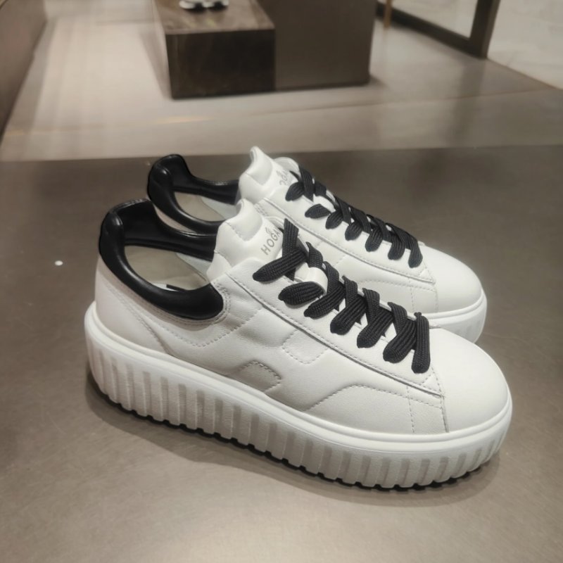 Hogan 女款 H-Stripes Nappa 皮革餅乾運動鞋 白／黑配色 增高5.8公分 EU36/36.5/37/37.5/38/38.5/39/40-1