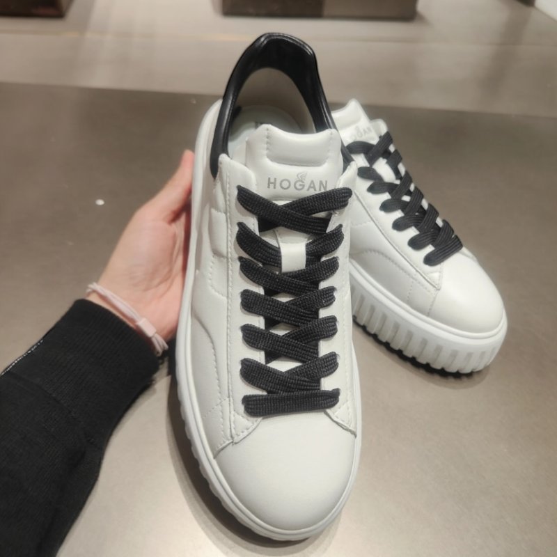 Hogan 女款 H-Stripes Nappa 皮革餅乾運動鞋 白／黑配色 增高5.8公分 EU36/36.5/37/37.5/38/38.5/39/40-3