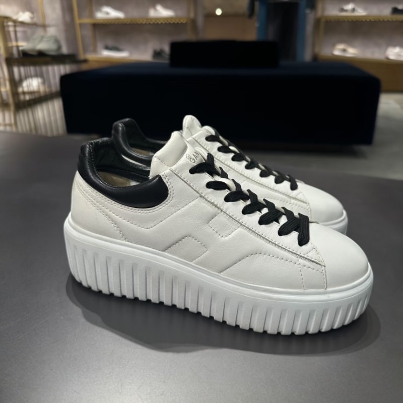 Hogan 女款 H-Stripes Nappa 皮革餅乾運動鞋 白／黑配色 增高5.8公分 EU36/36.5/37/37.5/38/38.5/39/40-4