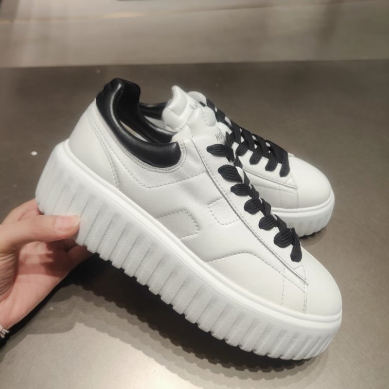 Hogan 女款 H-Stripes Nappa 皮革餅乾運動鞋 白／黑配色 增高5.8公分 EU36/36.5/37/37.5/38/38.5/39/40-6