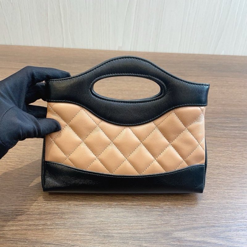 閒置新 香奈兒/Chanel 31Bag Nano 深奶茶拼黑色鏈條包 芯片款-6