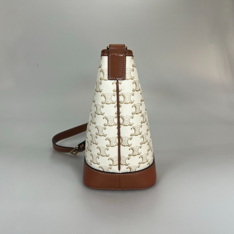 CELINE 白老花帆布水桶包-3