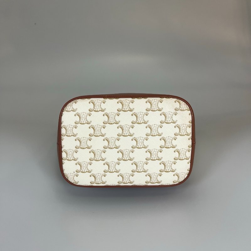 CELINE 白老花帆布水桶包-4