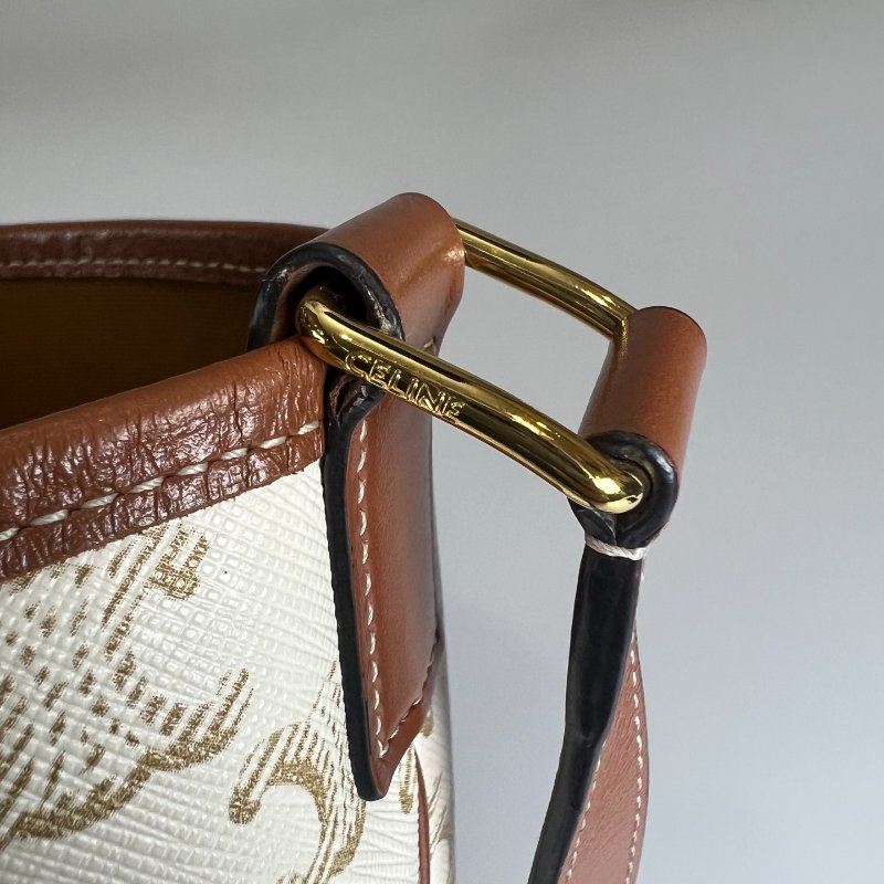 CELINE 白老花帆布水桶包-8