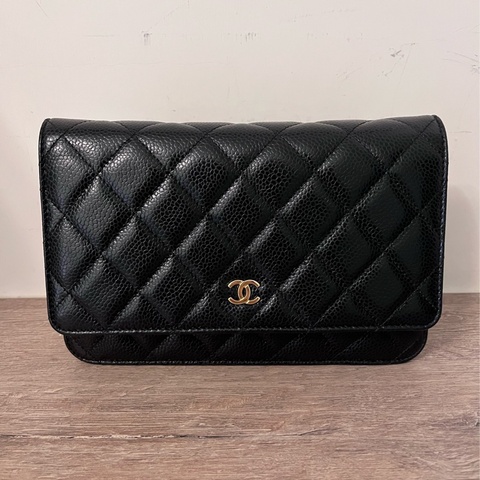 ✨Chanel✨發財WOC黑金荔枝牛皮