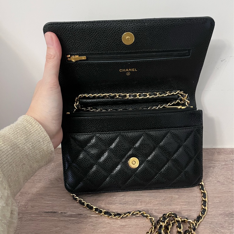 ✨Chanel✨發財WOC黑金荔枝牛皮-8
