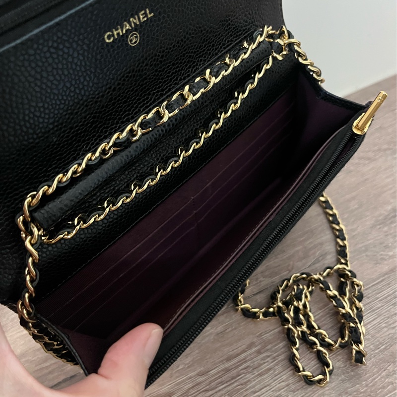 ✨Chanel✨發財WOC黑金荔枝牛皮-10