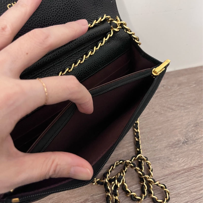 ✨Chanel✨發財WOC黑金荔枝牛皮-11