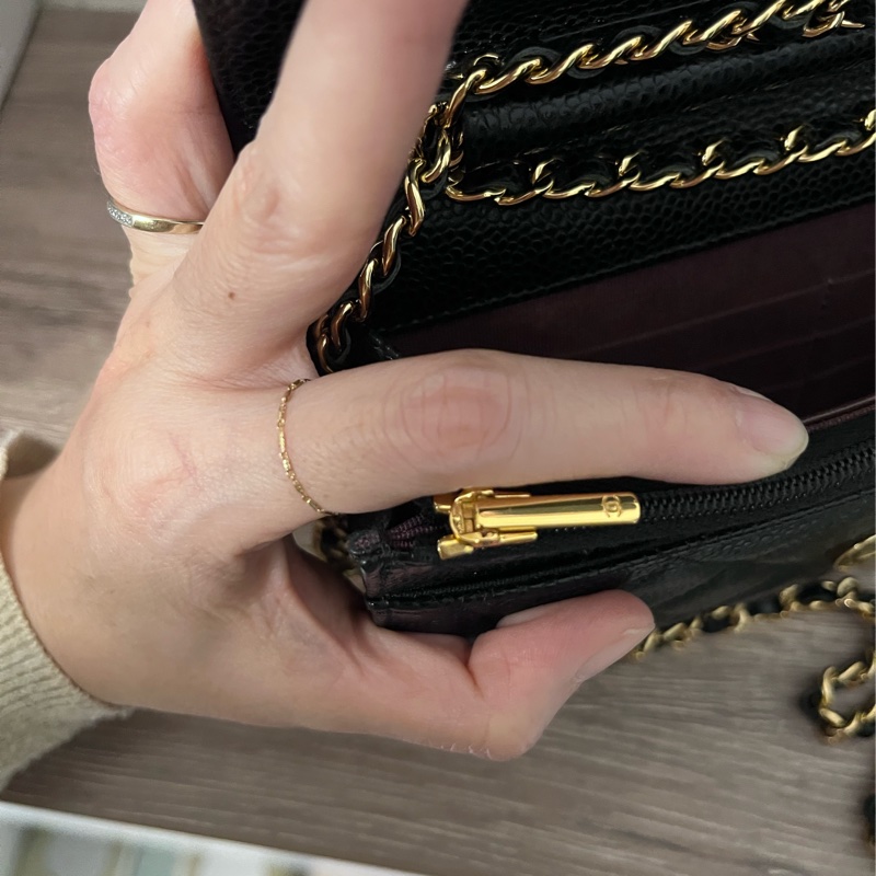 ✨Chanel✨發財WOC黑金荔枝牛皮-12