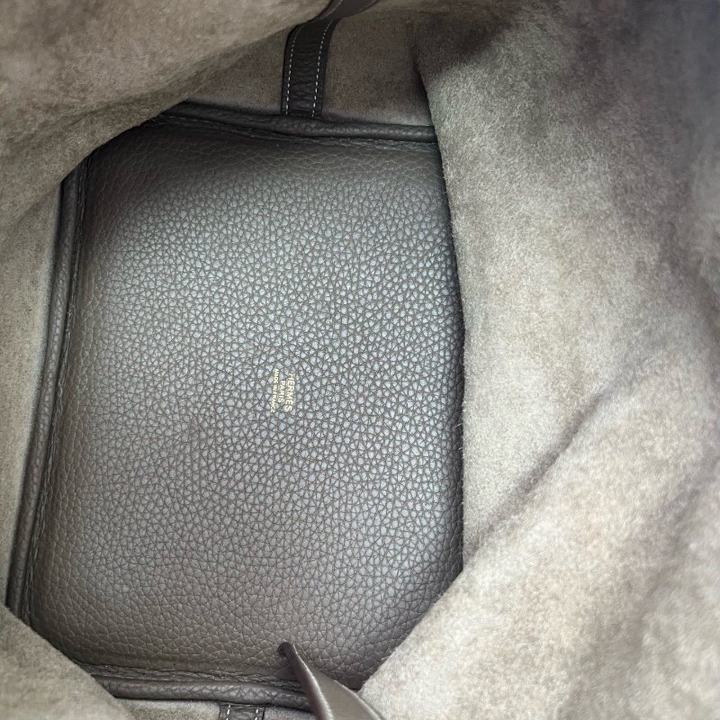 Hermes愛馬仕菜籃子大象灰金扣手提包-7