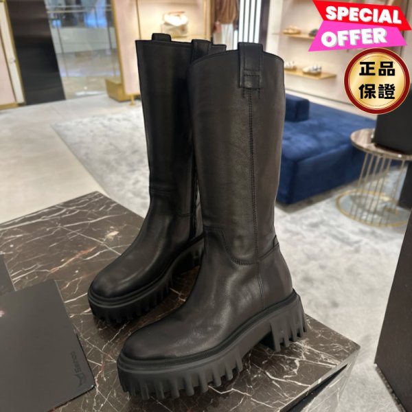 Hogan 女款 H700 厚底皮革長靴 黑色/增高7.6公分 EU37.5-0