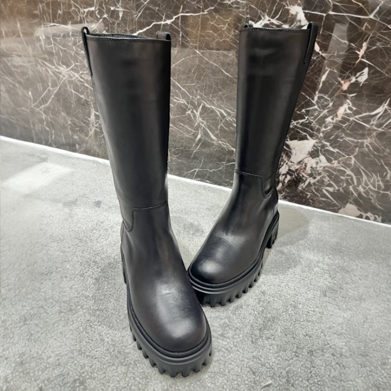 Hogan 女款 H700 厚底皮革長靴 黑色/增高7.6公分 EU37.5-2