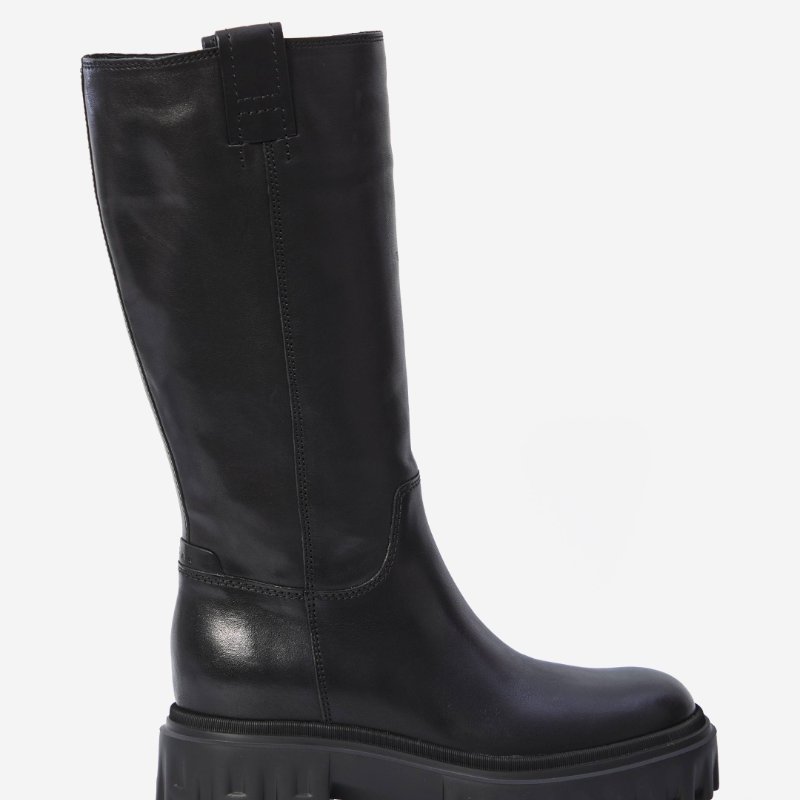 Hogan 女款 H700 厚底皮革長靴 黑色/增高7.6公分 EU37.5-5