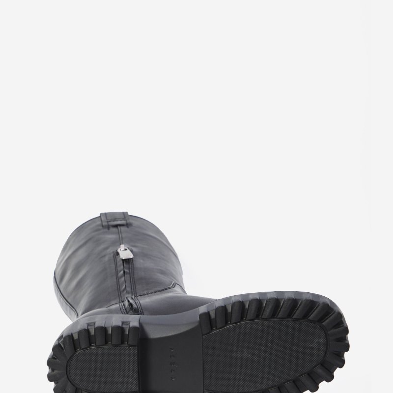 Hogan 女款 H700 厚底皮革長靴 黑色/增高7.6公分 EU37.5-9