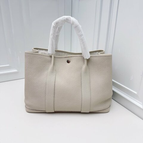 Hermes愛馬仕 Garden Party花園包 C刻 冰川白 手提包